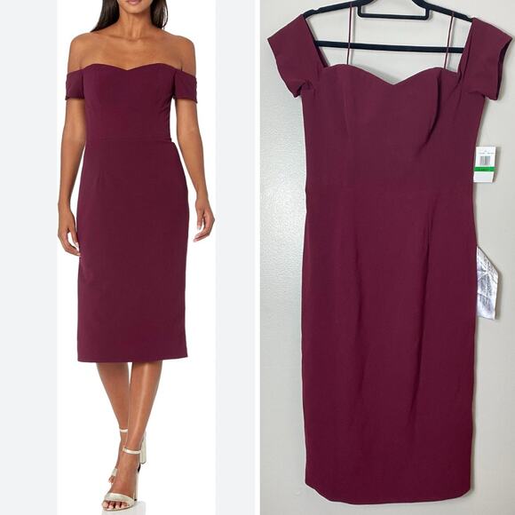 DRESS THE POPULATION DRESS BURGUNDY FALL WEDDING GUEST SHORT COCKTAIL FESTIVE - Picture 1 of 16